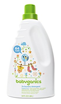 Babyganics 3x Baby Laundry Detergent, Fragrance Free, 64oz Bottle