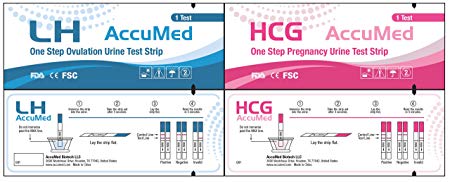 AccuMed Combo 50 Ovulation Test Strips & 25 Pregnancy Test Strips Kit, Clear and Accurate Results, FDA Approved and Over 99% Accurate