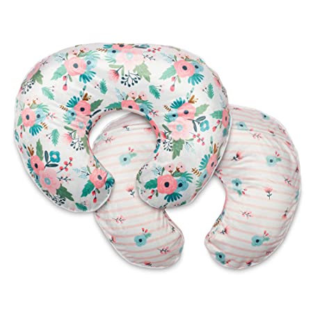 Boppy Boutique Pillow Cover, Pink White Floral Duet, Minky Fabric in a fashionable two-sided design, Fits ALL Boppy Nursing Pillows and Positioners