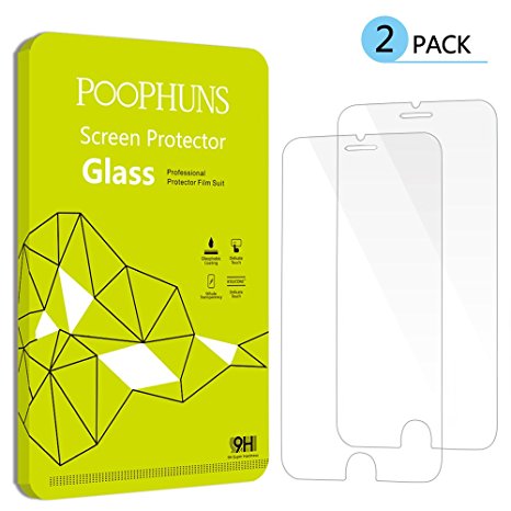 POOPHUNS iPhone 6 Plus 6s Plus Screen Protector, Tempered Glass Screen Protector iPhone 6 Plus 6s Plus, 2 pack, 3D Touch Compatible, 9H Hardness, One-push installation, Bubble free