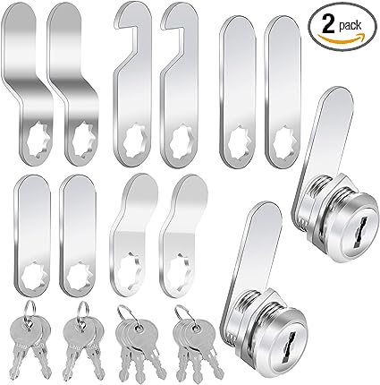 2 Pack Cabinet Locks with Keys 5/8 Inch Cam Lock Keyed Alike Secure Drawer Mailbox File RV Storage Locks Tool Box Locks Replacement Set, Zinc Alloy