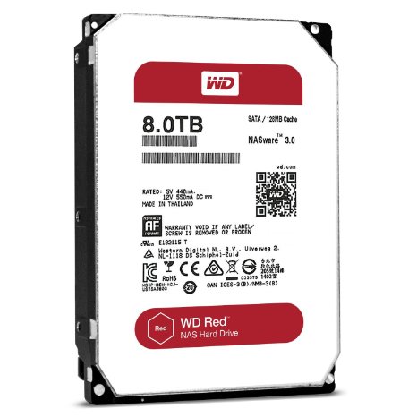 WD Red 8TB NAS Hard Disk Drive - 5400 RPM Class SATA 6 Gbs 128MB Cache 35 Inch - WD80EFZX