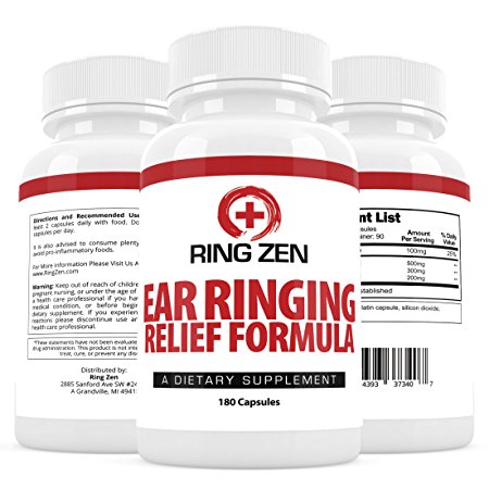 RingZen (3-Month Supply) Natural Tinnitus Relief Supplement, Effective Ear Ringing Help And Support, Stop The Ringing In Ears Formula(180 Capsules)