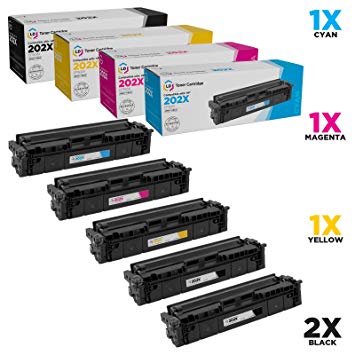 LD Compatible Toner Cartridge Replacement for HP 202X High Yield (2 Black, 1 Cyan, 1 Magenta, 1 Yellow, 5-Pack)