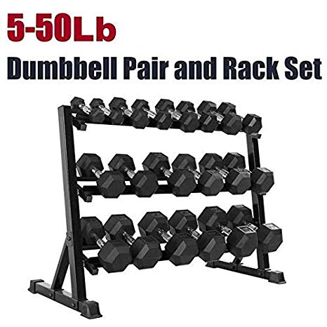 CAP Barbell Rubber Hex Dumbbell Set, 550-Pound