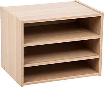 IRIS Modular Wood Storage Organizer Cube Box with Adjustable Shelves, Light Brown