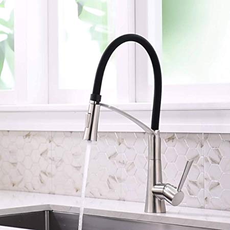 CREA Modern Kitchen Faucet Single Handle Pull Down Sprayer Kitchen Faucet Basin Sink Mixer Tap Brushed Stainless Steel