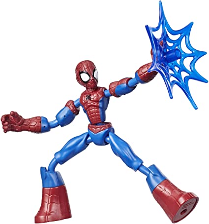 Marvel Bendable and Articulated Spider-Man Action Figure, 15 cm Poseable Figure, Includes Mesh Accessory, for Kids 6 Years and Up