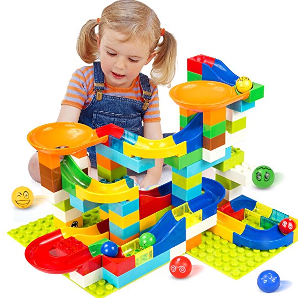 Victostar Marble Run Building Blocks Construction Toys Set Puzzle Race Track for Kids 97 Pieces (97Pcs)