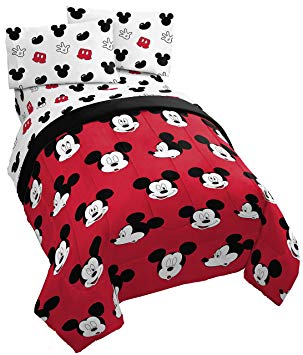 Jay Franco Disney Mickey Mouse Cute Faces Full Comforter - Super Soft Kids Reversible Bedding - Fade Resistant Polyester Microfiber Fill (Official Disney Product)