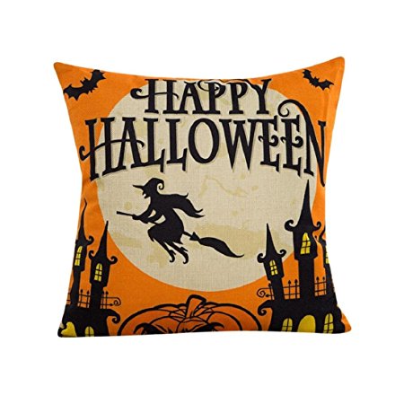 Fheaven Halloween Sofa Bed Home Decor All Hallows' Eve Gift Present Linen Cushion Covers Pillow Cases (Multicolor D)