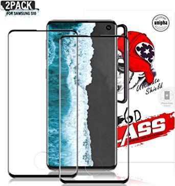Gozhu [2-Pack] for Galaxy S10 Screen Protector Tempered Glass,[Anti-Fingerprint][No-Bubble][Scratch-Resistant] Glass Screen Protector for Samsung Galaxy S10