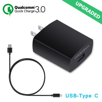 Quick Charge 3.0- CHOE 18W USB Wall Charger (Quick Charge 2.0 Compatible,3.3ft USB A to C Cable Included) Travel Charger for LG G5, HTC 10, Nexus 5x/6p, Lumia 950/950XL and More