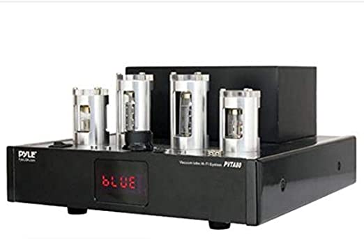 Bluetooth Tube Amplifier Stereo Receiver - 500W Home Theater Audio Desktop Stereo Vacuum Tube Hi-Fi Power Amplifier Receiver w/ 4 Vacuum Tubes, USB Reader, CD/DVD Input, Subwoofer Output - Pyle PVTA80