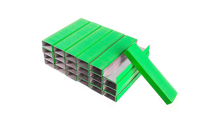 Premium Green Staples - Standard Staples, Size (26/6) Half Strip - 5,000 Count - By PraxxisPro