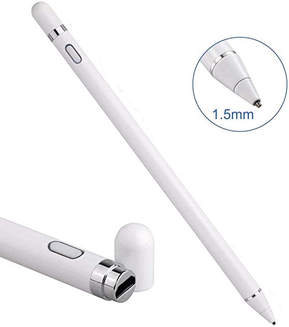 Stylus Digital Pen for Touch Screens, iPad Pencil Ultra Fine Tip Compatible iOS and Android Capacitive Touchscreen Good Drawing Writing (White)