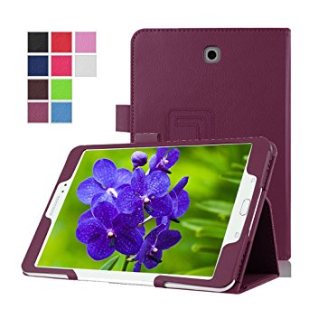 Galaxy Tab S2 8.0 Case,SAVYOU Litchi Ultra Slim Fold Smart Stand ( Auto Sleep/Wake Feature) Case Cover for Samsung Galaxy Tab S2 8-Inch SM-T710 / SM-T715(Purple)