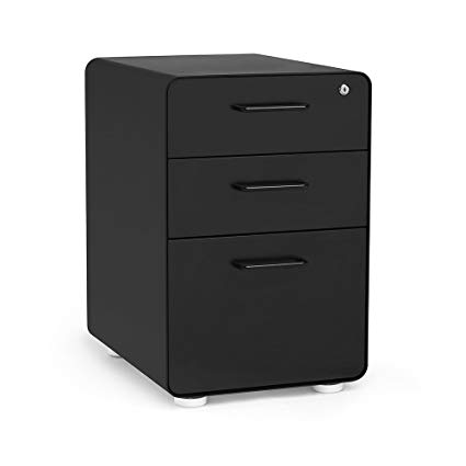 Poppin Black Stow 3-Drawer File Cabinet, Available in 10 Colors, Legal/Letter