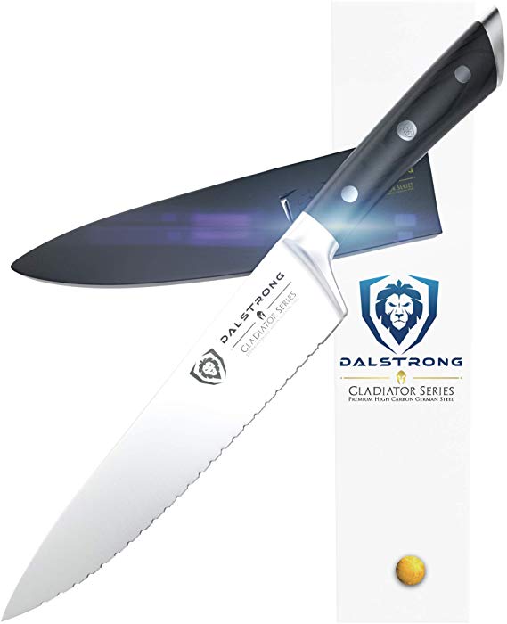 DALSTRONG - 7" Serrated Chef's Knife - Gladiator Series - High-Carbon German Steel -w/Sheath