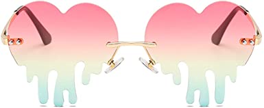 BOJOD Dripping Heart Shaped Sunglasses for Women Heart Glasses Trendy Sunglasses for Party