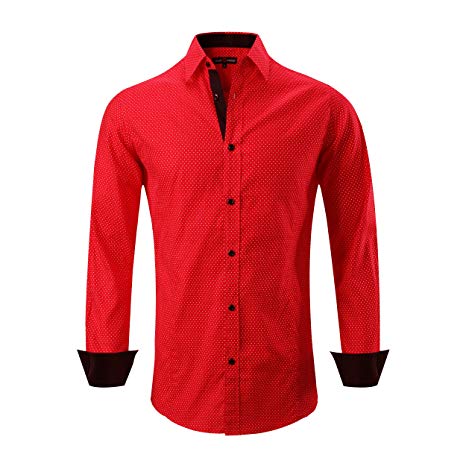 Alex Vando Mens Printed Dress Shirts Long Sleeve Regular Fit Fashion Shirt