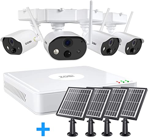 ZOSI C301 Wire Free Outdoor Security Cameras System   4 Pack Solar Panel Power Supply Bundle