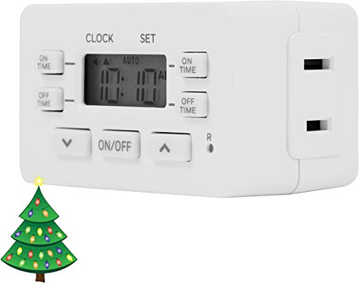 Honeywell Indoor Digital Plug-in Timer, 1 Polarized Outlet, 2 ON/Off Options, 24-Hour Cycle, Compact Design, Override Switch, Ideal for Lamps, Seasonal Lighting, Small Appliances, LED, 45184, White