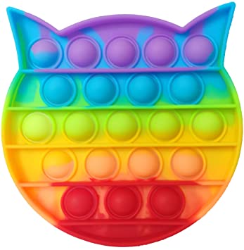 Pop Its Rainbow Bubble Push Sensory Fidget Toy，Autism Special Needs Stress Reliever Silicone Stress Reliever Toy，Squeeze Sensory Toy (Cat Head)