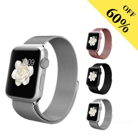Apple Watch Band BRG Milanese Loop Stainless Steel Bracelet Strap Replacement Wrist iWatch Band with Magnet Lock for Apple Watch Sport and Edition