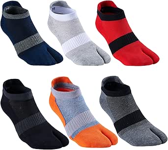 Men's Tabi Socks Flip Flop Split Toe Big Toe Cotton Athletic 4 Pack 6 Pack