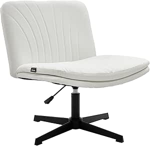 Criss Cross Office Chair, Cross Legged Office Chair Ergonomic Desk Chair Criss Cross Desk Chair Adjustable Height and 360° Swivel - Ideal for Home Office or Workspace (White)