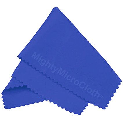 MightyMicroCloth Premium Microfiber Cleaning Cloths – (Large) each in a Travel Pouch for Eyeglasses, LED TV's, Sunglasses, Lenses, iPads, Phones, Cameras, 10" x 10" (Blue)