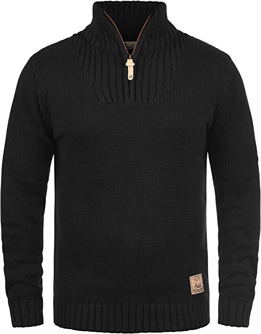 Solid Petro Men's Jumper Chunky Knit Pullover Troyer With Zipper