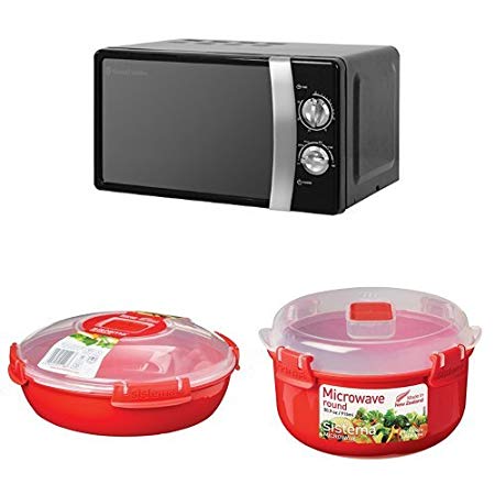 Russell Hobbs RHMM701B Manual Microwave and 2-Piece Sistema Microwave Cooking Set