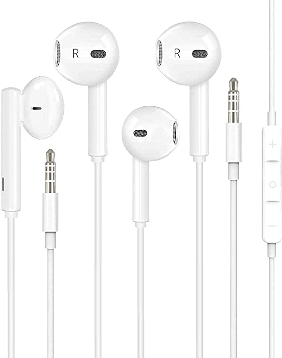 2 Pack Apple Earbuds [Apple MFi Certified] Headphones Earphones with 3.5mm Wired in Ear Headphone Plug(Built-in Microphone & Volume Control) Compatible with iPhone,iPad,PC,MP3/4,Android -White