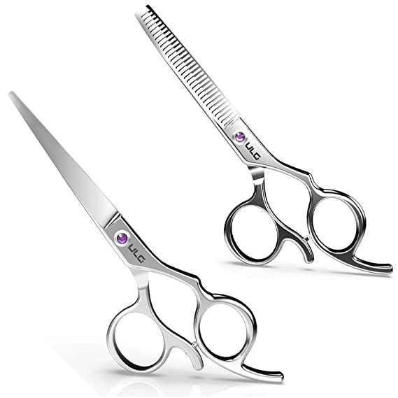 Hair Cutting Thinning Scissors Set Haircut Shears ULG Professional Barber Hair Trimming Razor Edge Scissor Japanese Stainless Steel 6.5 inch for Hairdressing, Home Salon