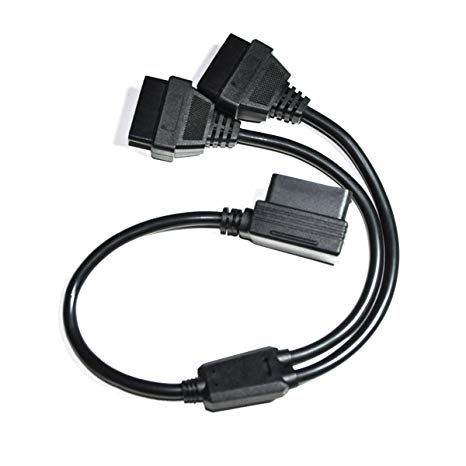 16 pin OBD2 OBDII Diagnostic Extender Splitter Extension Cable Male to Dual Female Y Cable