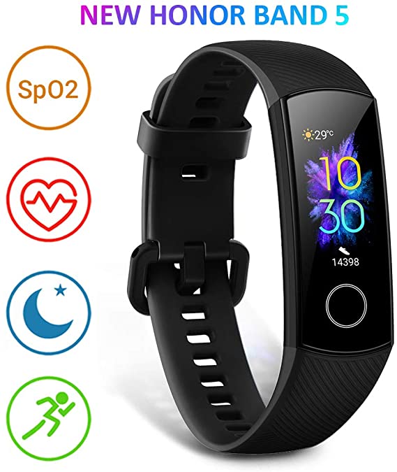 HONOR Band 5 Fitness Tracker, Activity Tracker with SpO2 Monitor Heart Rate and Sleep Monitor Calorie Counter Pedometer Step Tracker Bracelet for Men Women Kids, Black