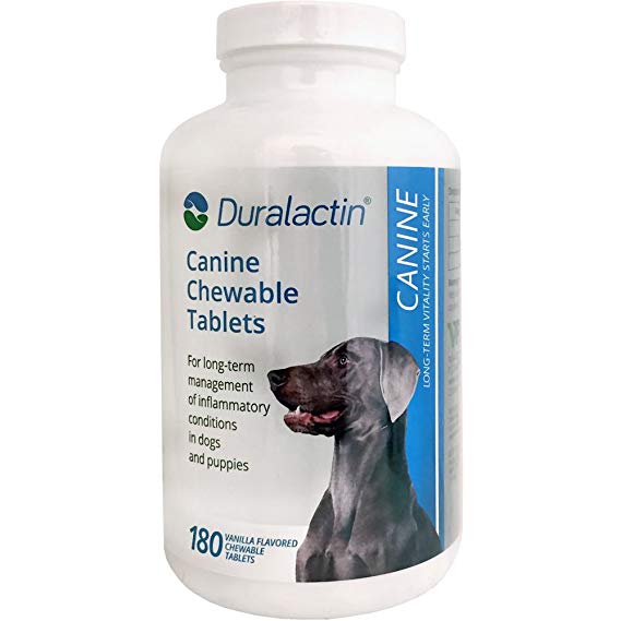 Duralactin Canine 1000mg 180ct Chewable Tabs for Dogs Vanilla Flavored