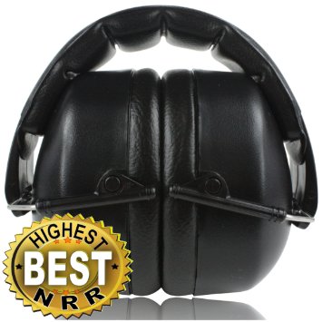 ClearArmor 141001 Safety Ear Muffs Shooters Hearing Protection Folding-Padded Head Band Ear Cups Black Certified S319 and EN352