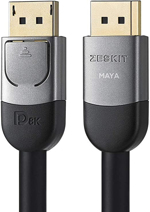 Zeskit Maya Certified DP 1.4 Cable, 4K 120Hz 8K 60Hz 1440p 144Hz 240Hz HDR 32.4Gpbs HBR3 (16ft, No Braided Jacket)