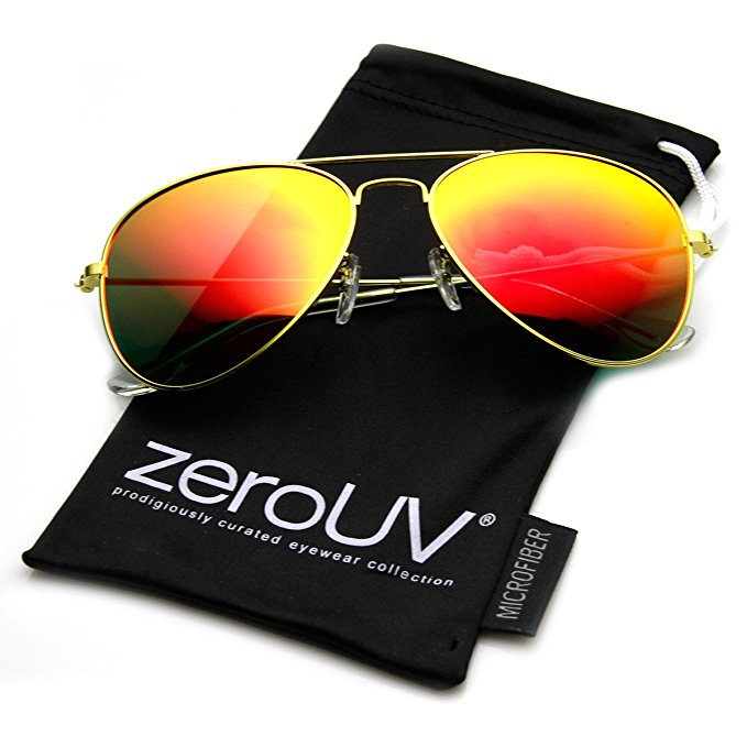 zeroUV - Original Classic Metal Standard Aviator Sunglasses - Nickel Plated Frame