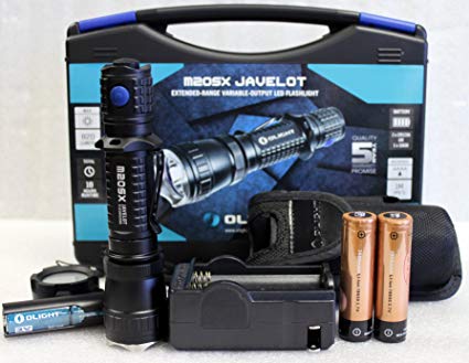 Olight M20SX Javelot 820 Lumesn LED Flashlight Extended Throw Distance Variable Output with Two LegionArms Rechargeable 18650 Batteries and Charger Kit