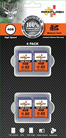 MaxFlash 4GB SD Cards For Trail Cameras 4 Pack …