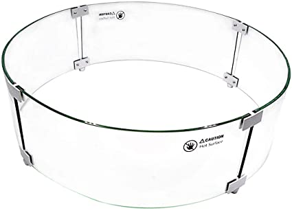 Skyflame 24" Fire Pit Glass Wind Guard, Round