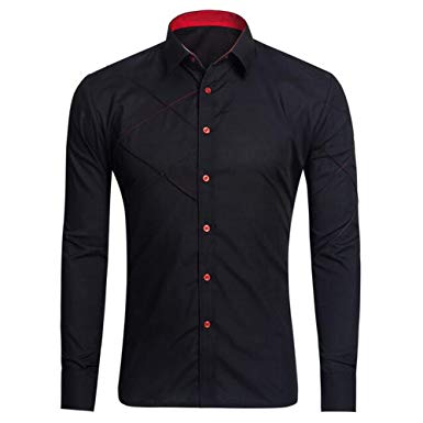 KINDOYO Men's Premium Slim Fit Long Sleeves Casual Formal Shirts Dress Tops Office Button