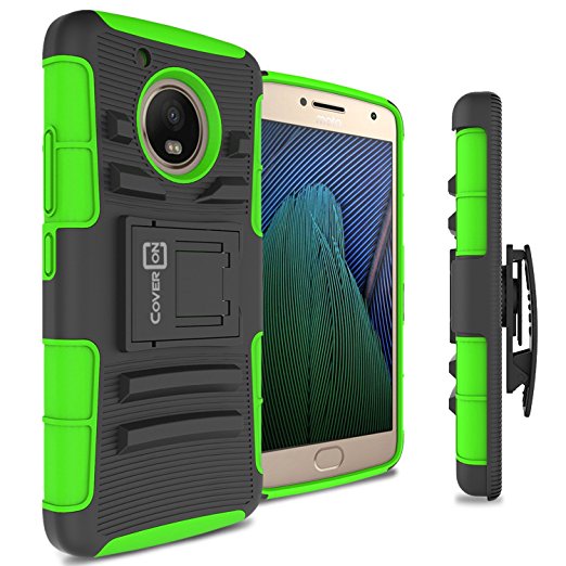 Moto G5 Case, CoverON® [Explorer Series] Holster Hybrid Armor Belt Clip Hard Phone Cover For Motorola Moto G5 / Moto G 5th Generation Holster Case - Neon Green / Black