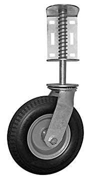 Shepherd Hardware 8734 Heavy Duty Flat Free Spring-Loaded Gate Caster with Universal Mount, 8-Inch Wheel, 220-lb Capacity, Black