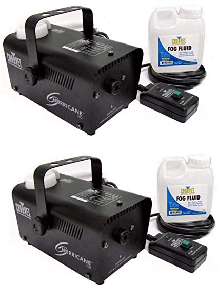 Chauvet DJ Halloween Fog Smoke Machines with Fog Fluid and Wired Remote (2 Pack)