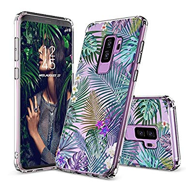 Galaxy S9 Plus Case, Galaxy S9 Plus Case for Girls, MOSNOVO Tropical Palm Leaves Printed Transparent Clear Design Plastic Case with TPU Bumper Protective Case Cover for Samsung Galaxy S9 Plus (2018)